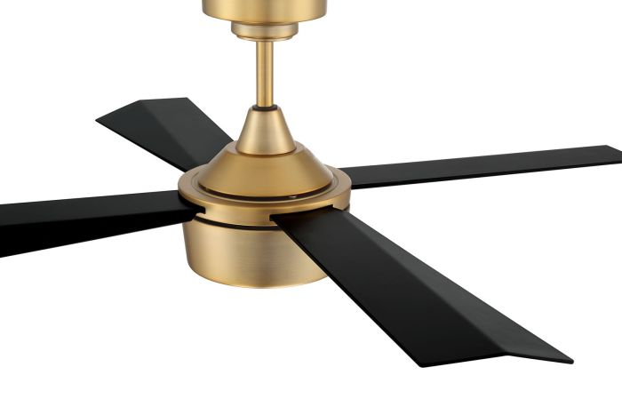 ##Antique Hardware## 42" Theo,Satin Brass Finish, Flat Black Blades, Light Kit Inlcuded (Optional)