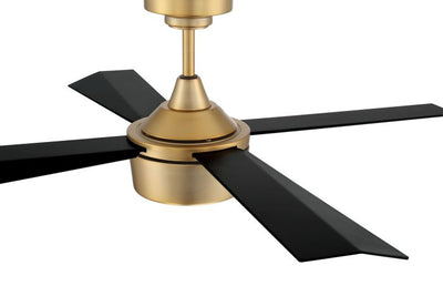 ##Antique Hardware## 42" Theo,Satin Brass Finish, Flat Black Blades, Light Kit Inlcuded (Optional)