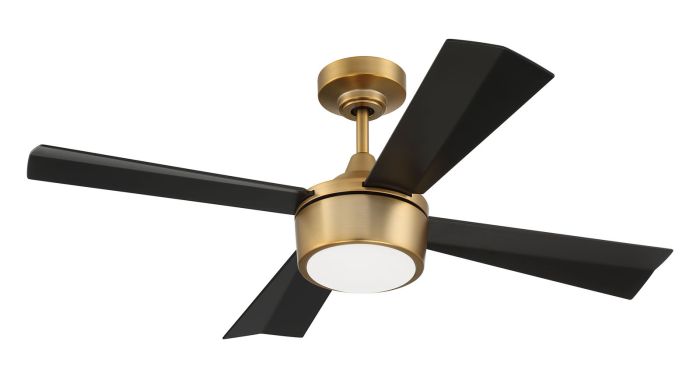 ##Antique Hardware## 42" Theo,Satin Brass Finish, Flat Black Blades, Light Kit Inlcuded (Optional)