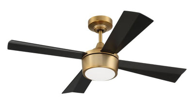 ##Antique Hardware## 42" Theo,Satin Brass Finish, Flat Black Blades, Light Kit Inlcuded (Optional)