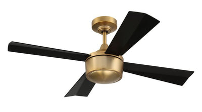 ##Antique Hardware## 42" Theo,Satin Brass Finish, Flat Black Blades, Light Kit Inlcuded (Optional)