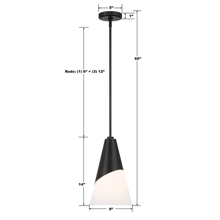 ##Antique Hardware## Brian Patrick Flynn Tori 1 Light Matte Black Pendant