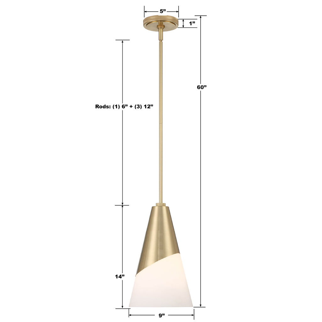 ##Antique Hardware## Brian Patrick Flynn Tori 1 Light Vibrant Gold Pendant