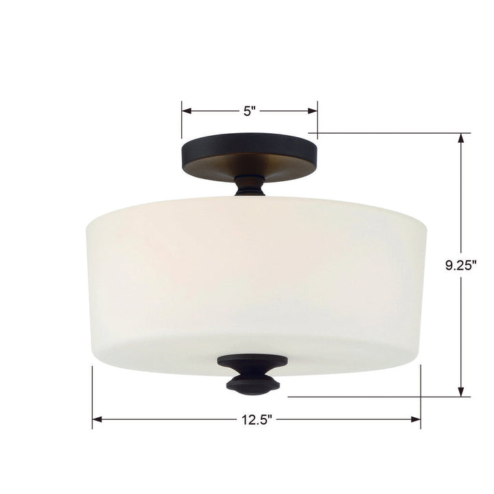 ##Antique Hardware## Travis 2 Light Black Forged Semi Flush Mount