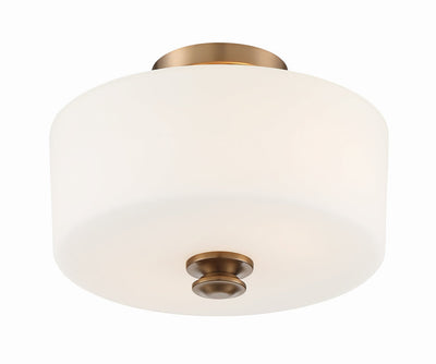 ##Antique Hardware## Travis 2 Light Vibrant Gold Semi Flush Mount