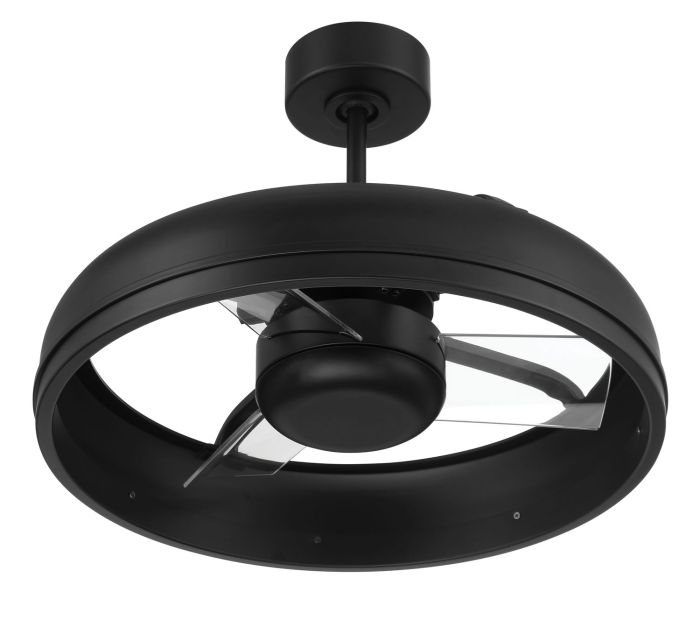 ##Antique Hardware## 20" Taylor Indoor/Outdoor (Damp) in Flat Black w/ Clear Acrylic Blades