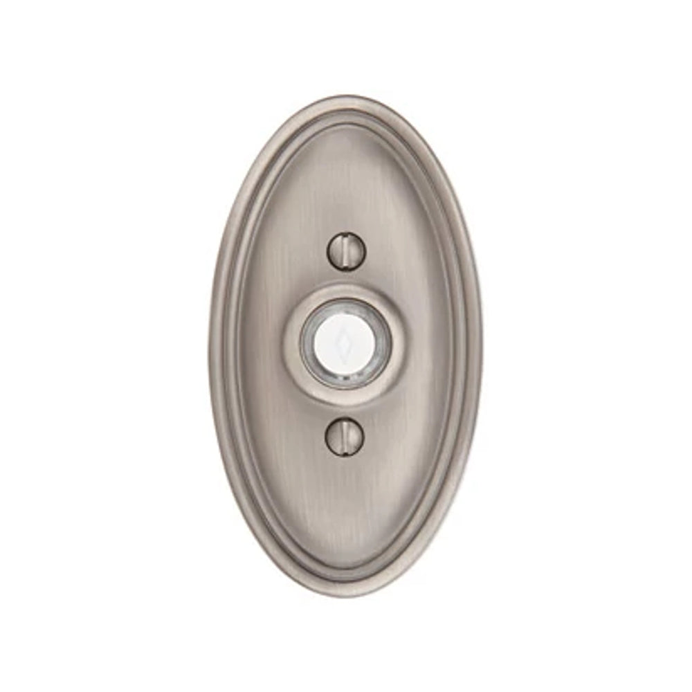 Antique Hardware 4 1/2 Inch Solid Brass Doorbell Button with Oval Rosette Door Bells & Chimes