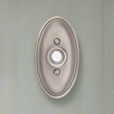 Antique Hardware 4 1/2 Inch Solid Brass Doorbell Button with Oval Rosette Door Bells & Chimes
