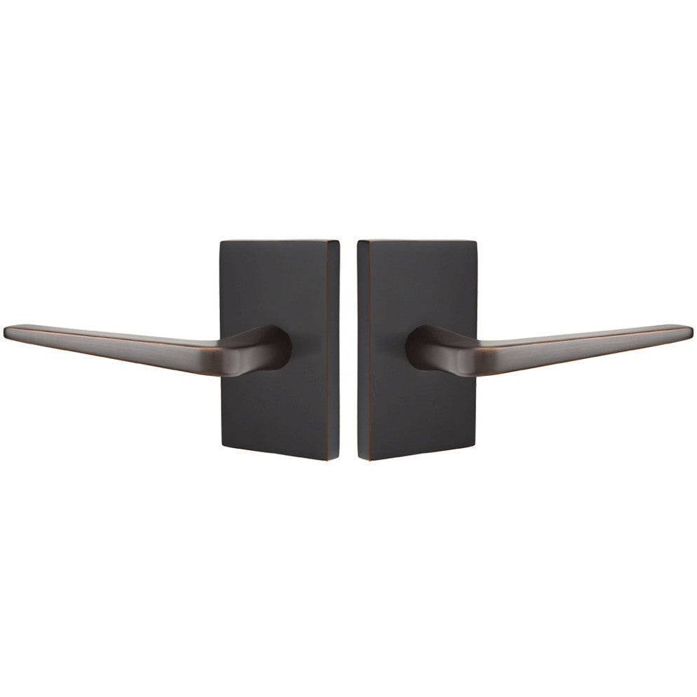 ##Antique Hardware## Emtek Solid Brass Athena Lever With Modern Rectangular Rosette (Several Finish Options)