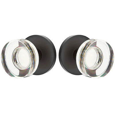 ##Antique Hardware## Modern Disc Crystal Door Knob Set With Disk Rosette (Several Finish Options)