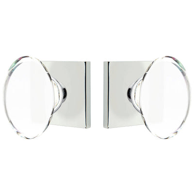 Antique Hardware Crystal Hampton Door Knob Set With Square Rosette (Several Finish Options) EMTEK GLASS CRYSTAL HAMPTON DOOR KNOB