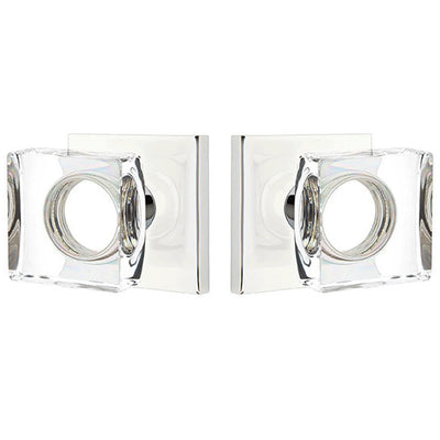 ##Antique Hardware## Modern Square Crystal Door Knob Set With Square Rosette (Several Finish Options)