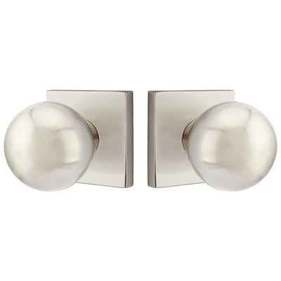 ##Antique Hardware## Solid Brass Orb Door Knob Set With Square Rosette (Several Finish Options)