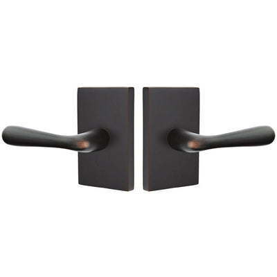 ##Antique Hardware## Emtek Solid Brass Basal Lever With Modern Rectangular Rosette (Several Finish Options)