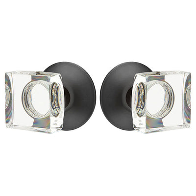 ##Antique Hardware## Modern Square Crystal Door Knob Set With Modern Rosette (Several Finish Options)
