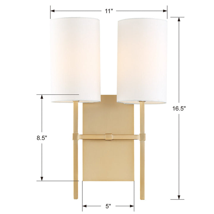 ##Antique Hardware## Veronica 2 Light Aged Brass Sconce
