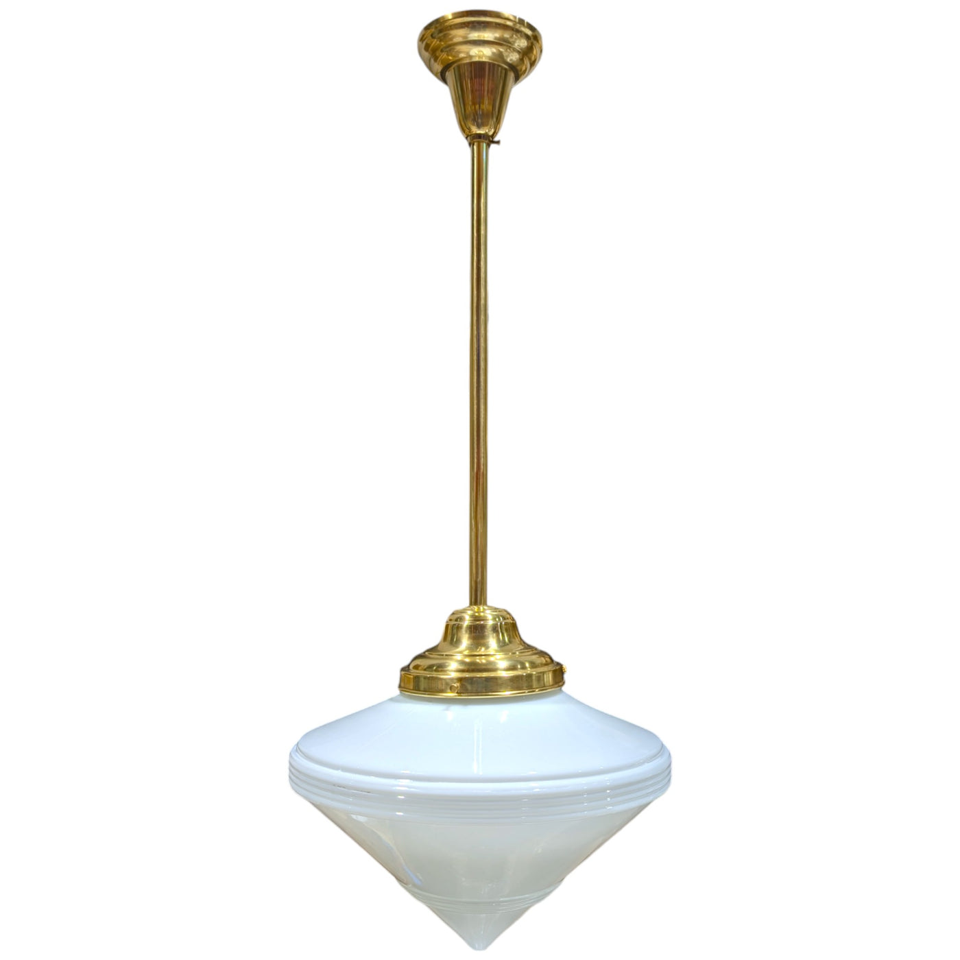 ##Antique Hardware## Large Art Deco Glass Rod Pendant Light (Several Finishes Available)