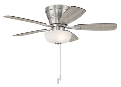 ##Antique Hardware## 42" Wheeler 2-Light Bowl in Brushed Polished Nickel w/ Driftwood/Walnut Blades