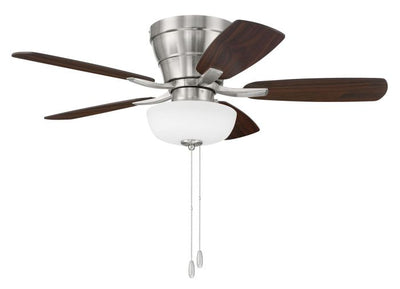 ##Antique Hardware## 42" Wheeler 2-Light Bowl in Brushed Polished Nickel w/ Driftwood/Walnut Blades