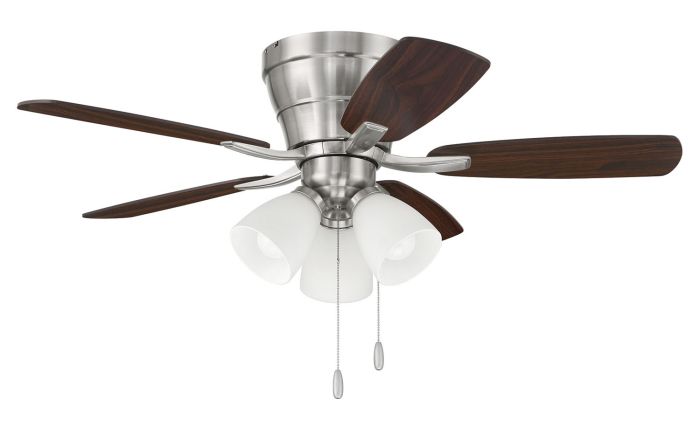 ##Antique Hardware## 42" Wheeler 3-Light in Brushed Polished Nickel w/ Driftwood/Walnut Blades