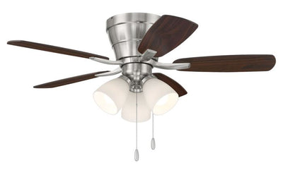 ##Antique Hardware## 42" Wheeler 3-Light in Brushed Polished Nickel w/ Driftwood/Walnut Blades