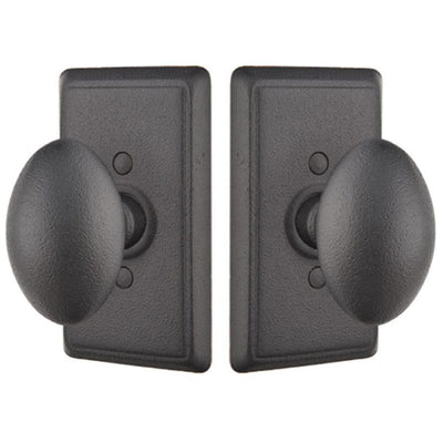 ##Antique Hardware## Solid Brass Savannah Door Knob Set With Rectangular Rosette (Several Finish Options)