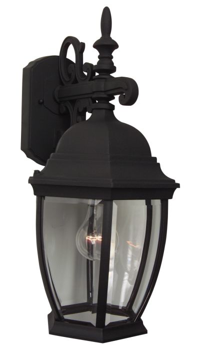 Antique Hardware Bent Glass Cast 1 Light Medium Outdoor Wall Lantern in Textured Black Exterior