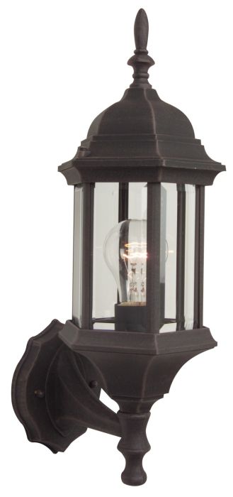 Antique Hardware Hex Style Cast 1 Light Small Outdoor Wall Lantern in Rust Exterior