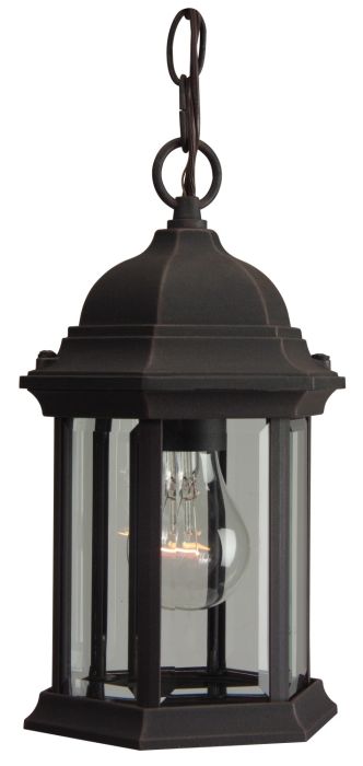Antique Hardware Hex Style Cast 1 Light Outdoor Pendant in Rust Exterior