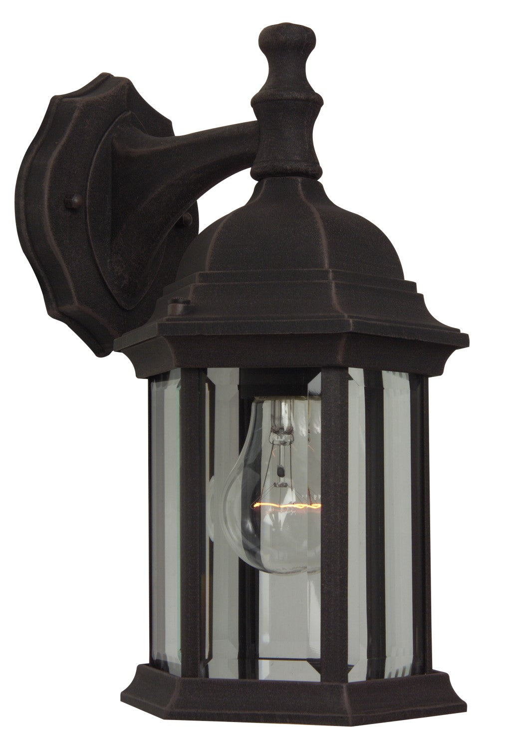 Antique Hardware Hex Style Cast 1 Light Medium Outdoor Wall Lantern in Rust Exterior