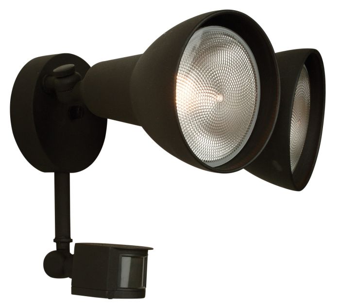 ##Antique Hardware## 2 Light Covered Flood with Motion Sensor in Textured Black