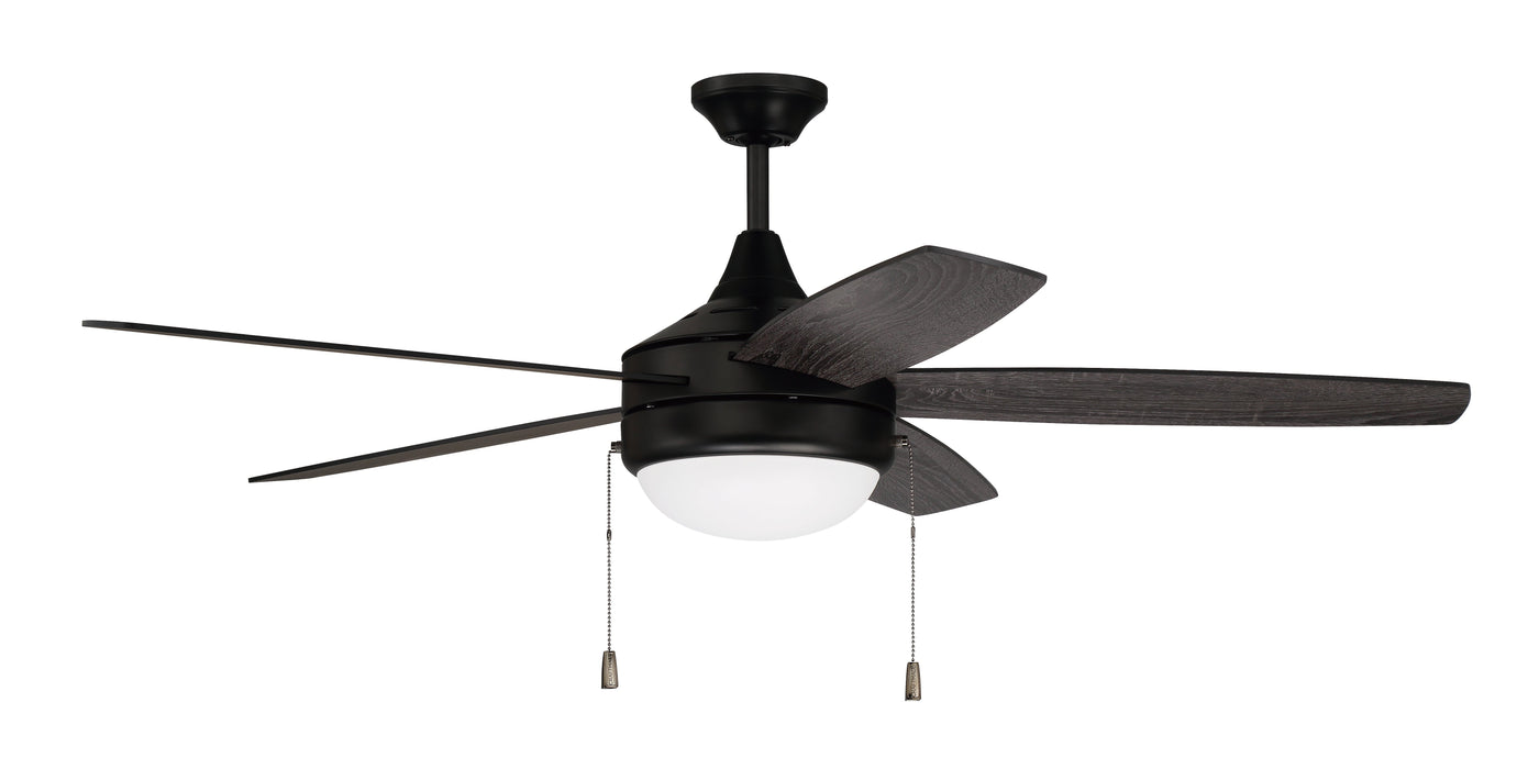 Antique Hardware 52" Phaze 5 in Flat Black  w/ Flat Black/Greywood Blades Ceiling Fan