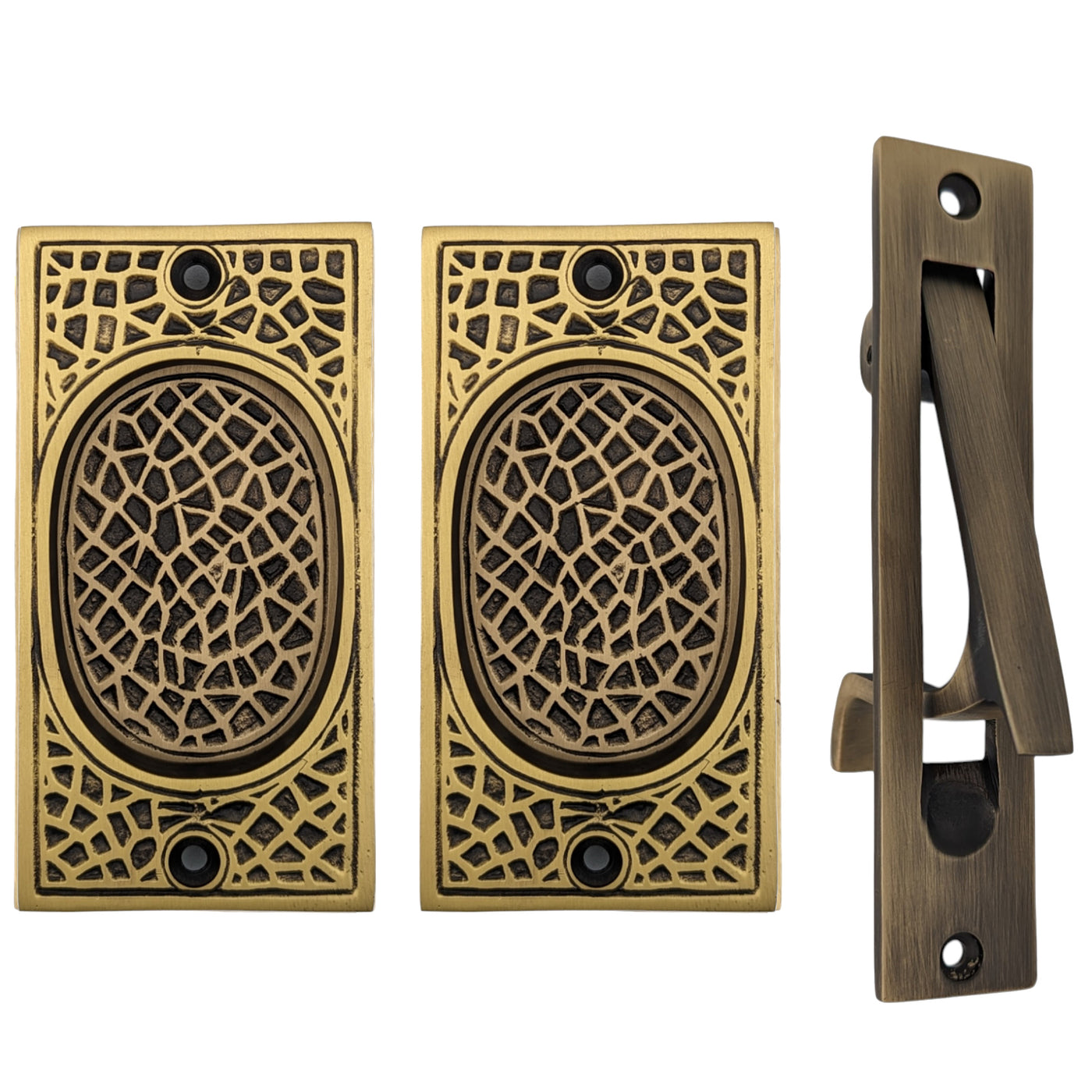 Antique Hardware Craftsman Pattern Pocket Door Set (Several Finishes Available) POCKET DOOR