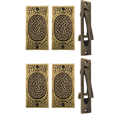 Antique Hardware Craftsman Pattern Pocket Door Set (Several Finishes Available) POCKET DOOR