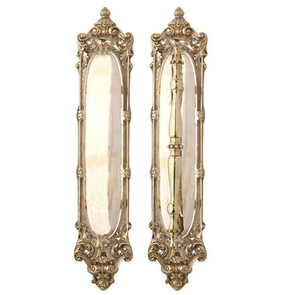 Antique Hardware 14 1/2 Inch Solid Brass Victorian Push and Pull Plate Set DOOR PUSH AND PULL