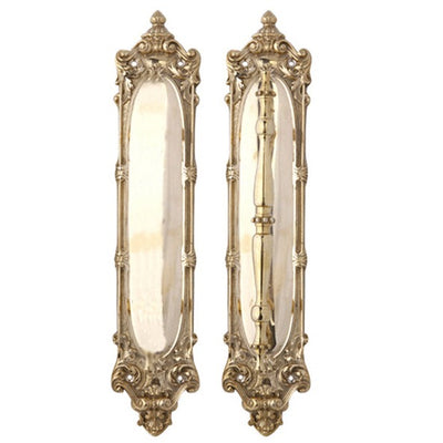 Antique Hardware 14 1/2 Inch Solid Brass Victorian Push and Pull Plate Set DOOR PUSH AND PULL