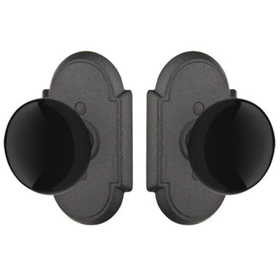 ##Antique Hardware## Wrought Steel Arched Rosettes With Black Porcelain Door Knobs (Several Finish Options)