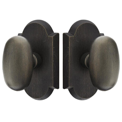 ##Antique Hardware## Solid Brass Sandcast Egg Door Knob Set With Arched Rosette (Several Finish Options)