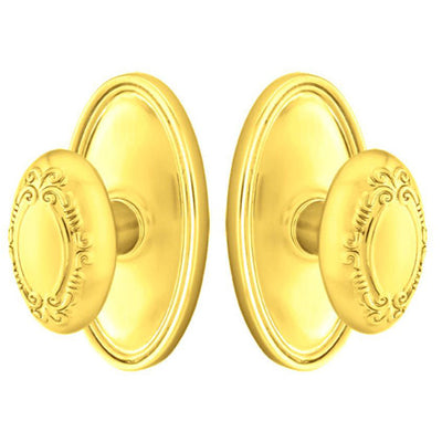##Antique Hardware## Solid Brass Victoria Door Knob Set With Oval Rosette (Several Finish Options)