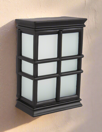 Antique Hardware Hand-Carved Window Pane Chime in Flat Black w/ White Glass 