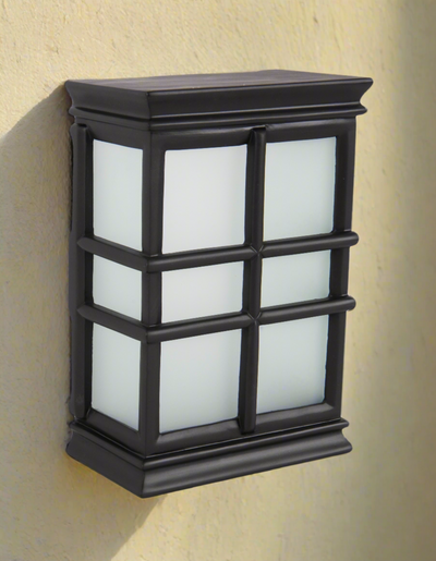 Antique Hardware Hand-Carved Window Pane Chime in Flat Black w/ White Glass 