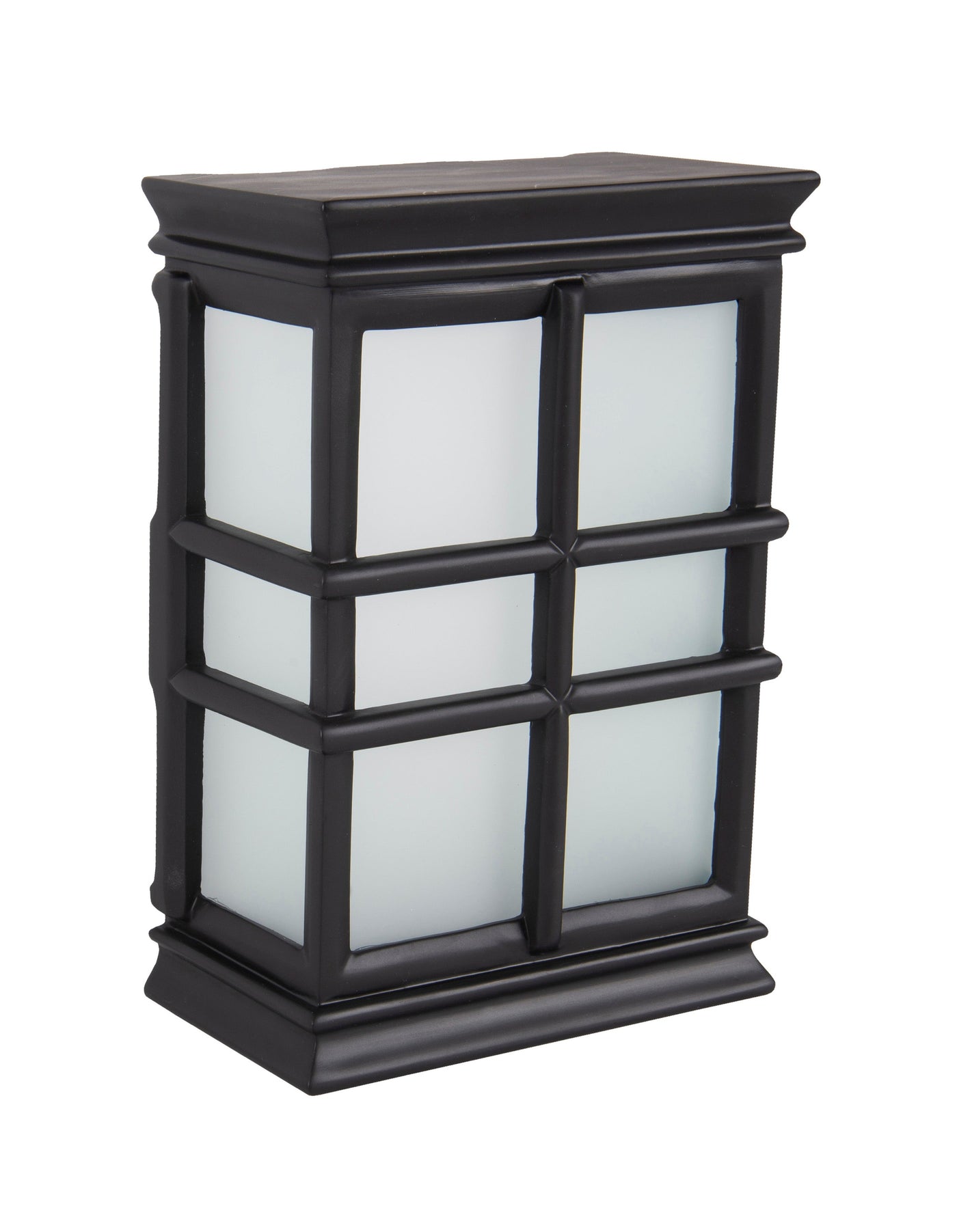 Antique Hardware Hand-Carved Window Pane Chime in Flat Black w/ White Glass 