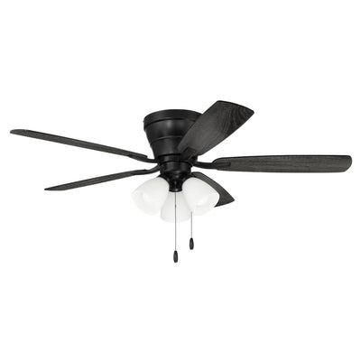 Antique Hardware 52" Wheeler 3-Light in Flat Black w/ Flat Black/Greywood Blades Ceiling Fan