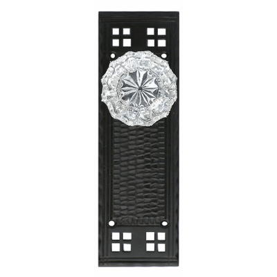 Antique Hardware Craftsman Backplate Door Set with Fluted Crystal Door Knobs (Several Finishes Available) glass door knob backplate