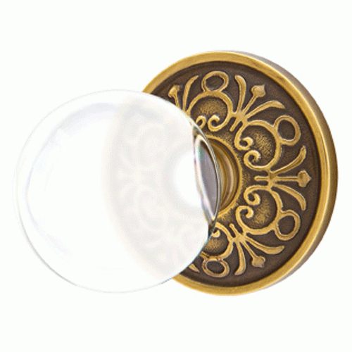 ##Antique Hardware## Crystal Bristol Door Knob Set With Lancaster Rosette (Several Finish Options)