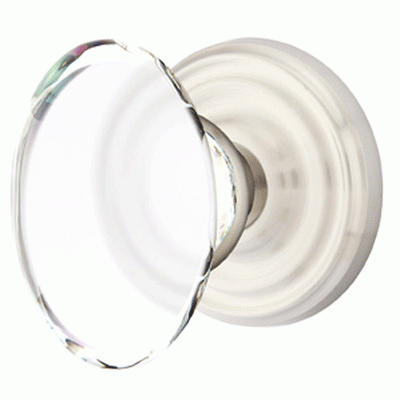 Antique Hardware Emtek Crystal Hampton Door Knob Set With Regular Rosette (Several Finish Options) EMTEK GLASS CRYSTAL HAMPTON DOOR KNOB