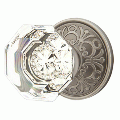 ##Antique Hardware## Emtek Crystal Old Town Clear Door Knob Set With Lancaster Rosette (Several Finish Options)