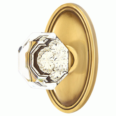 ##Antique Hardware## Emtek Crystal Old Town Clear Door Knob Set With Oval Rosette (Several Finish Options)