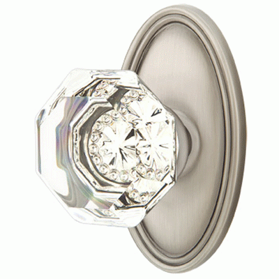 ##Antique Hardware## Emtek Crystal Old Town Clear Door Knob Set With Oval Rosette (Several Finish Options)