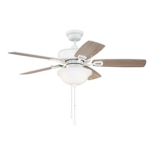 Antique Hardware 42" Twist N Click in White w/ White/White Oak Blades Ceiling Fan
